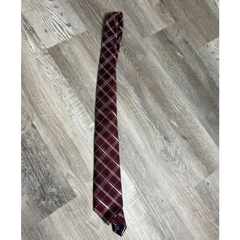 Michael Kors Burgundy Plaid Silk Tie Men Classic Preppy Office Formal Wear
